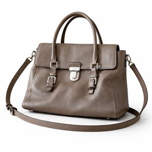 Kate Spade Taupe leather satchel bag with buckle strap details Lola Bag